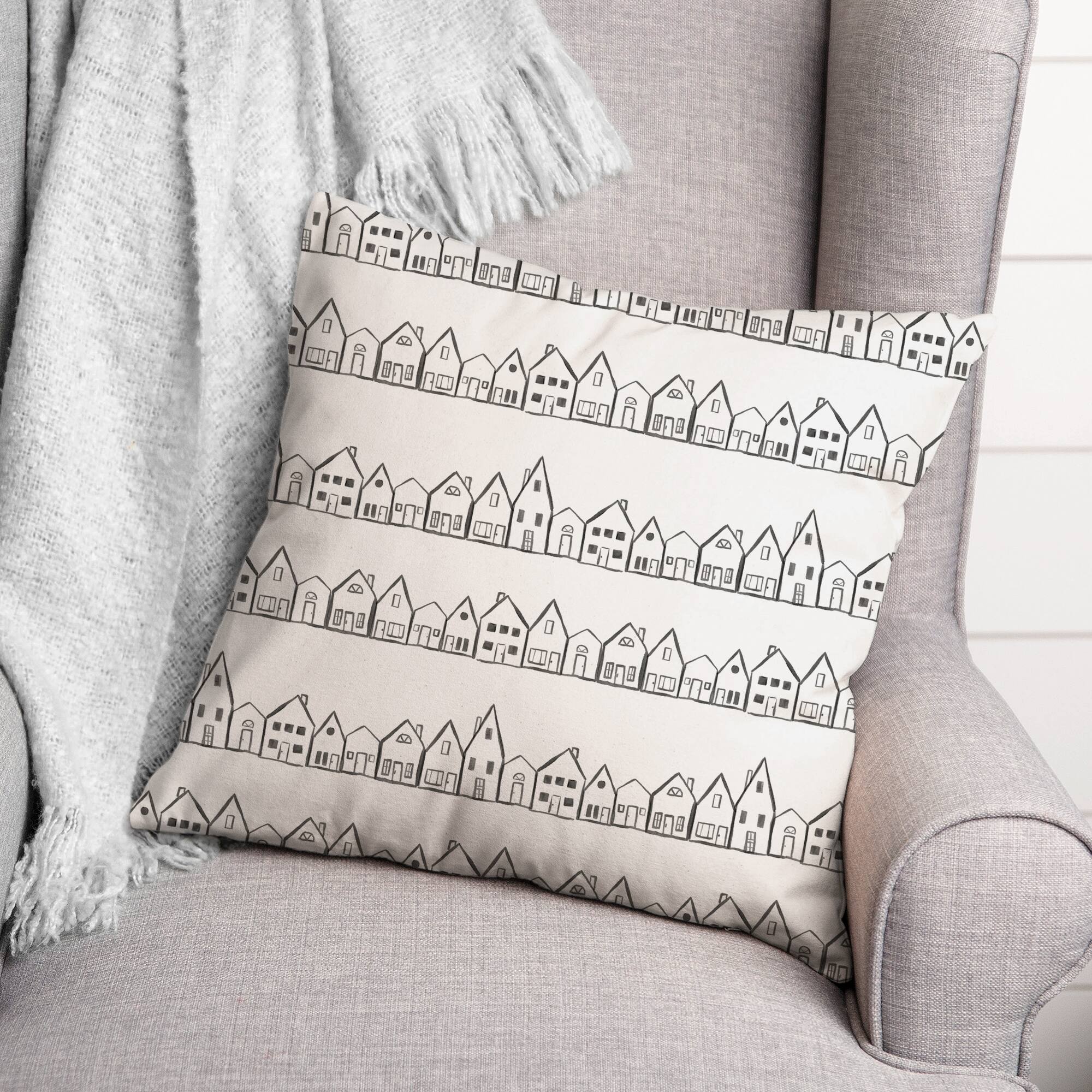 House Pattern 18" x 18" Throw Pillow